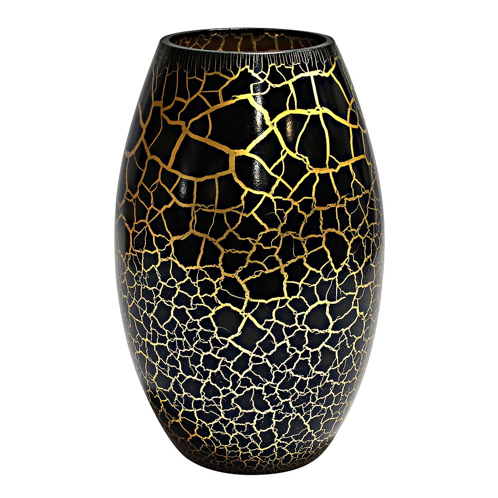 Nybro Crystal - Croco Maljakko 26 cm Musta/Kulta