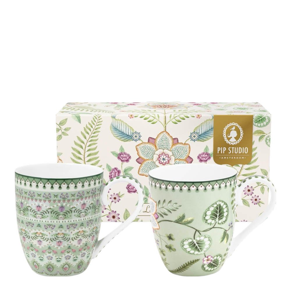 Pip Studio - Lilly & Lotus Muki XL 45 cl 2 kpl Vaaleanvihreä