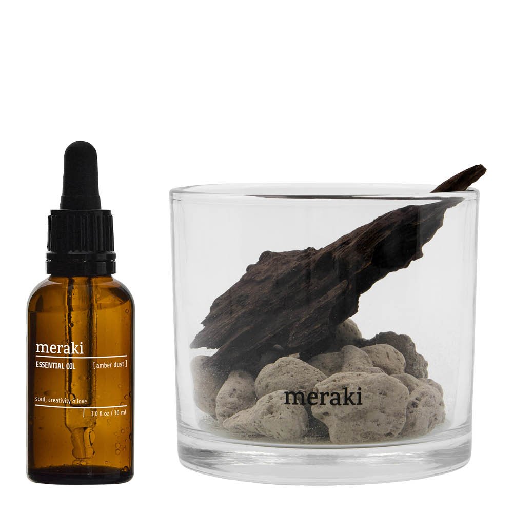 Meraki - Lavastone & wood Huonetuoksu Amber dust 30 ml Musta