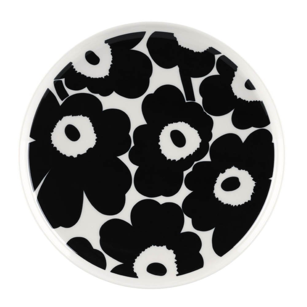 Marimekko - Oiva / Unikko Lautanen 25 cm Valkoinen/Musta