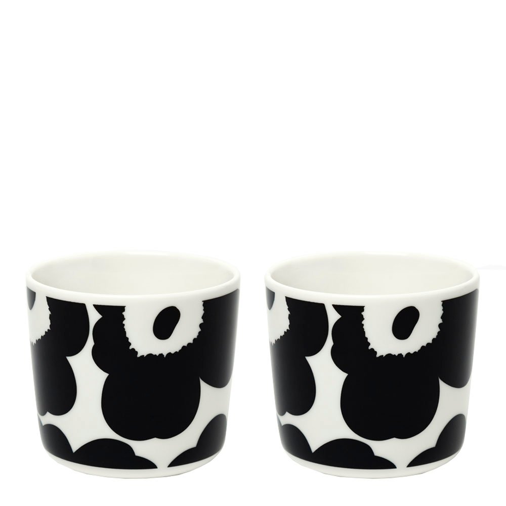 Marimekko - Oiva / Unikko Muki ilman korvaa 20 cl 2 kpl Musta/Valkoinen