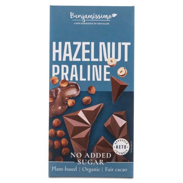 Benjamissimo Sokeriton Suklaa, Praliini, 60 g