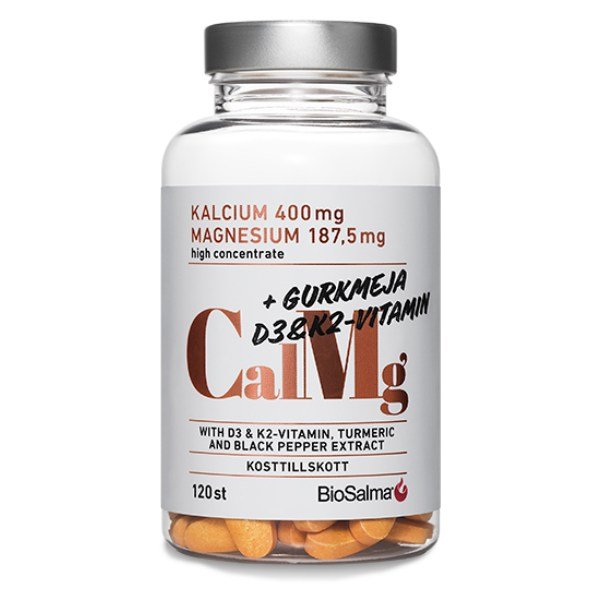 BioSalma Kalsium ja Magnesium + D3, K2 ja Kurkuma, 120 tablettia