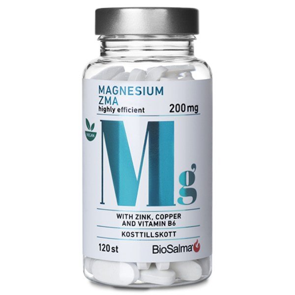 BioSalma Magnesium ZMA 200 mg, 120 tablettia