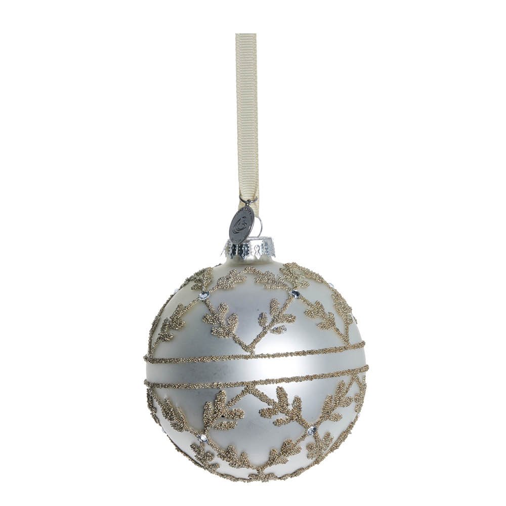 Lene Bjerre - Perline Joulupallo 8 cm Hopea/Luunvalkoinen