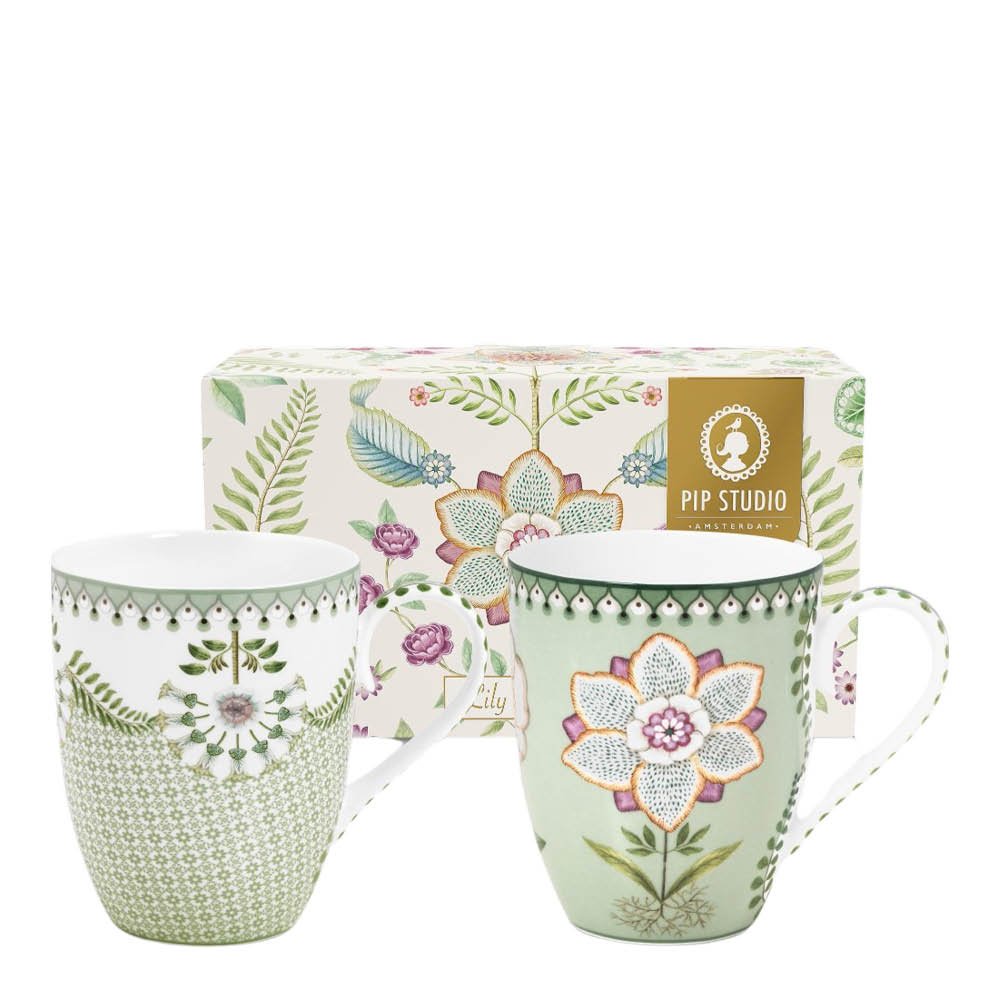 Pip Studio - Lilly & Lotus Muki 36,5 cl 2 kpl Vaaleanvihreä