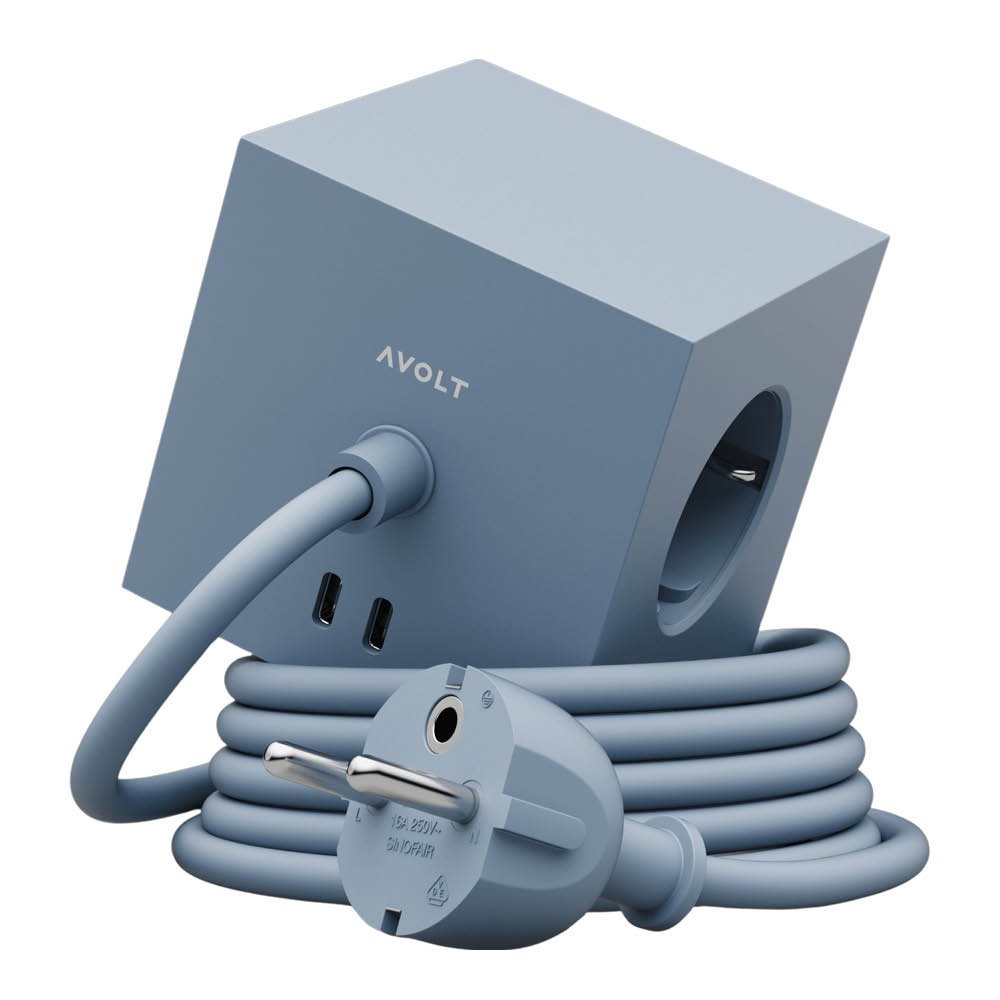 Avolt - Square 1 USB-C Jatkojohto 3 m Shark Blue