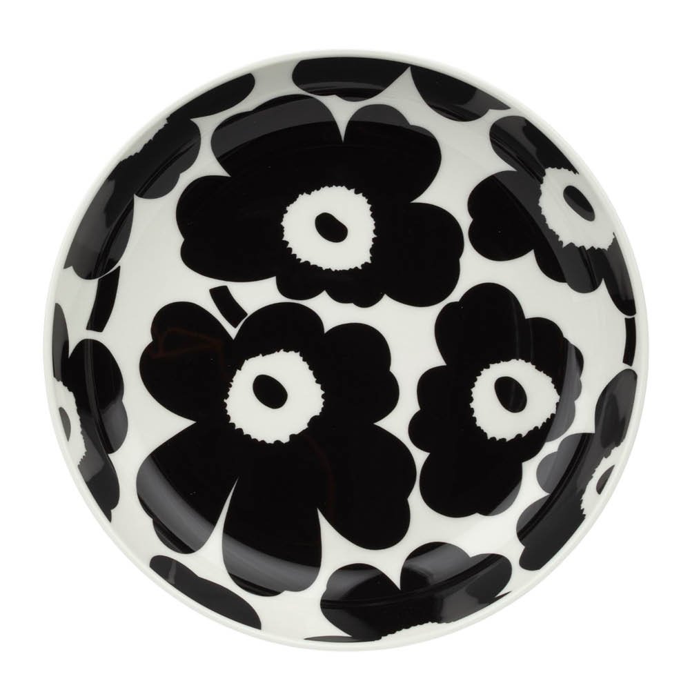 Marimekko - Oiva / Unikko Syvä lautanen 20,5 cm Musta/Valkoinen