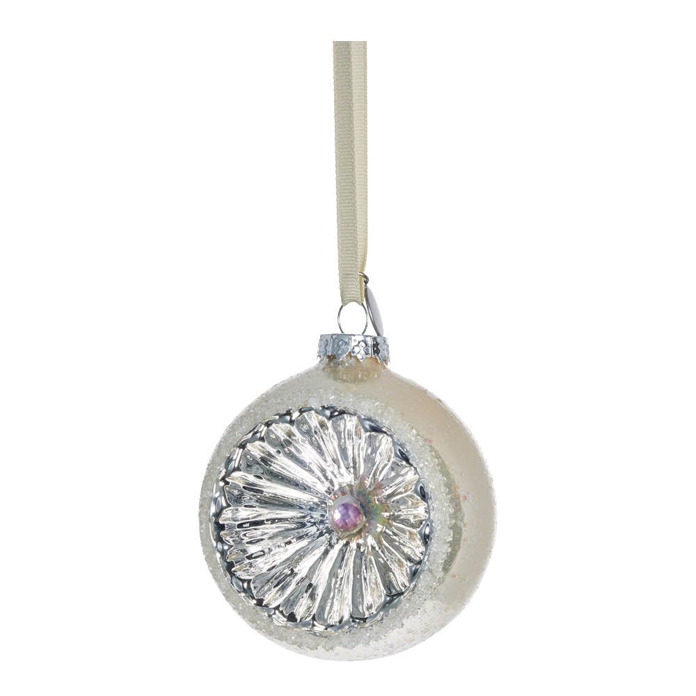 Lene Bjerre - Hevig Joulupallo 8 cm Luunvalkoinen/Hopea