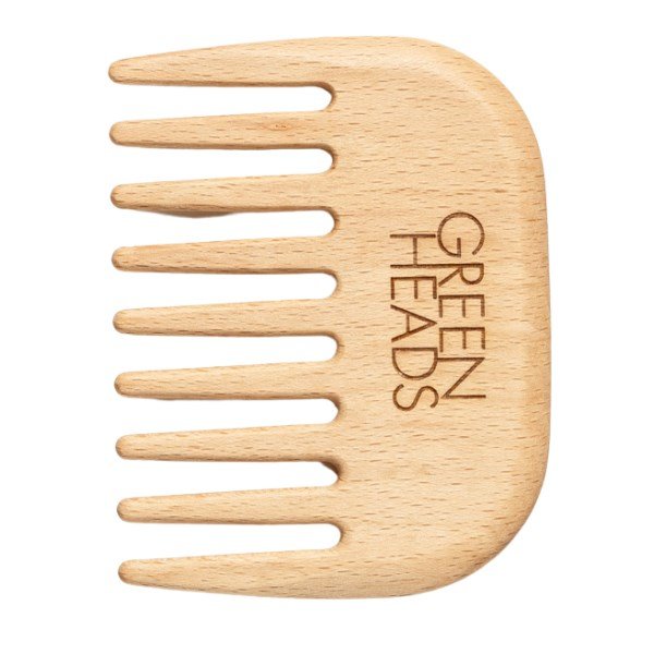 Green Heads Wide Wooden Comb, 1 kpl