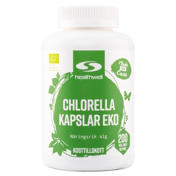Healthwell Chlorella Kapselit Luomu, 200 kapselia