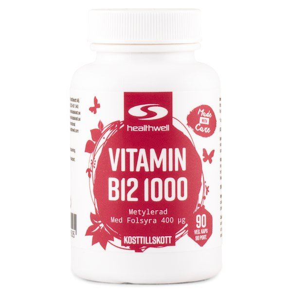 Healthwell B12 Vitamiini Metyloituna, 90 kapselia