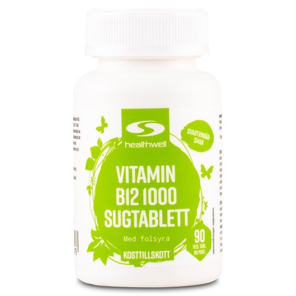 Healthwell B12-vitamiini 1000 imeskelytabletit , 90 tablettia