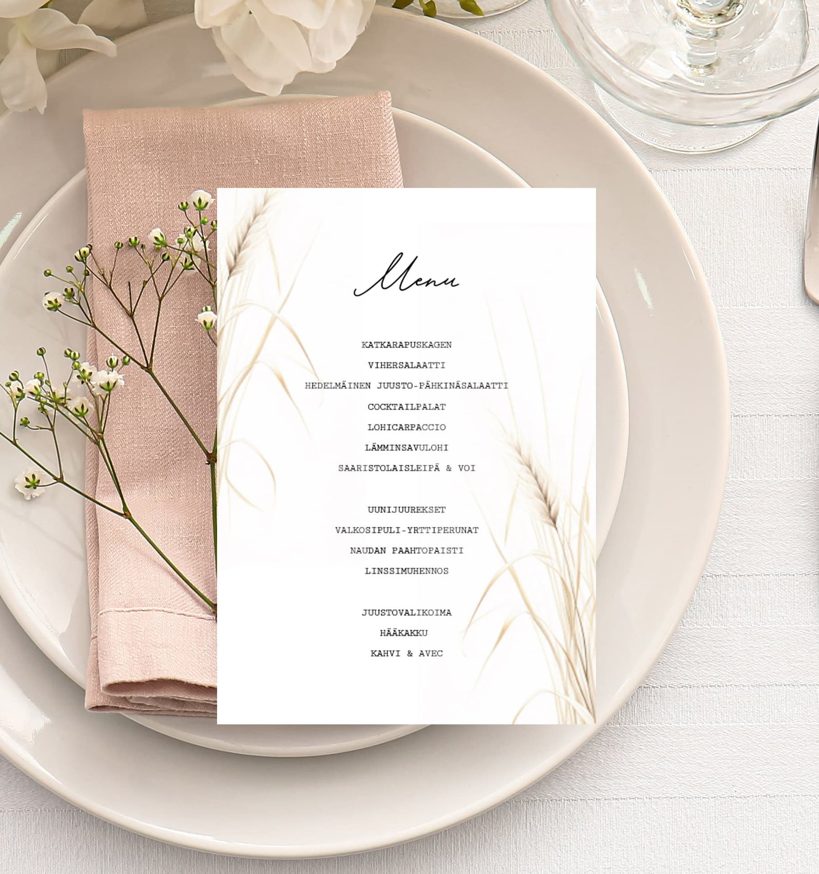 Menu/hääohjelmakortti, Fields of Love