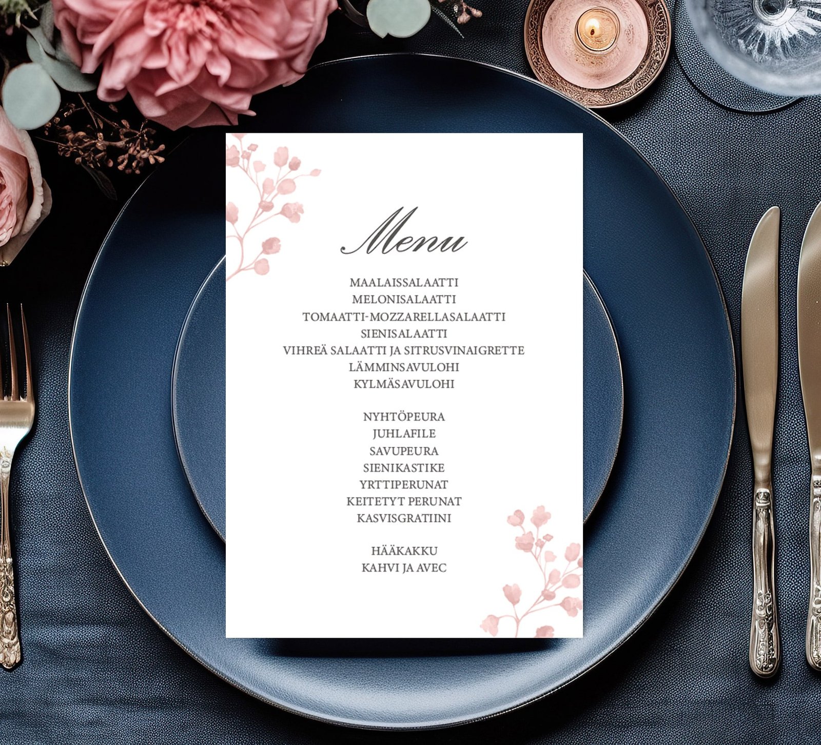 Menu/hääohjelmakortti, Pink Harmony