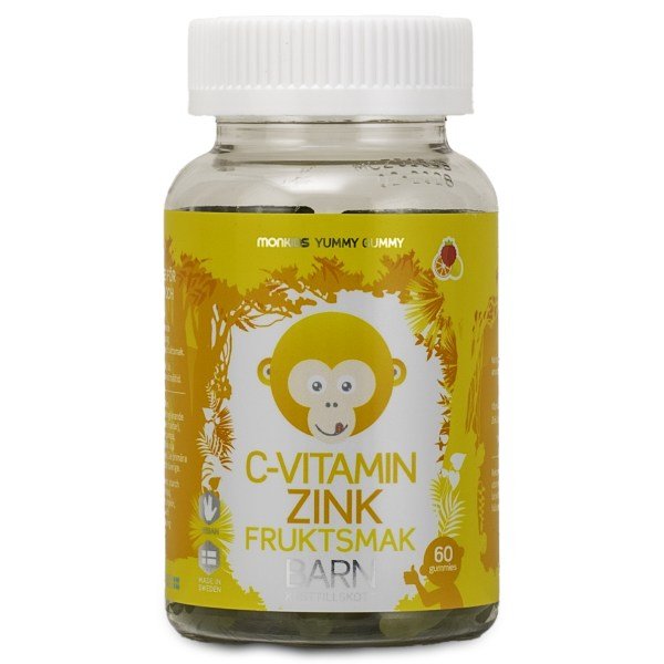 Monkids C-vitamin + Zink, 60 kpl purutabletteja