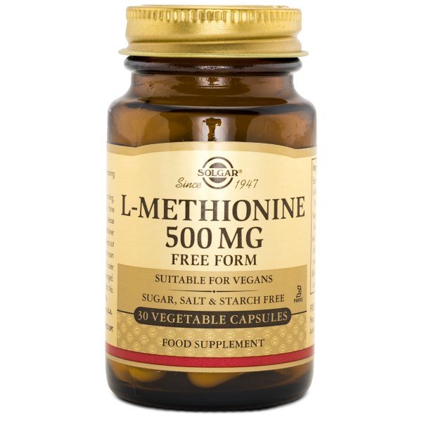 Solgar L-metioniini 500 mg, 30 kapselia