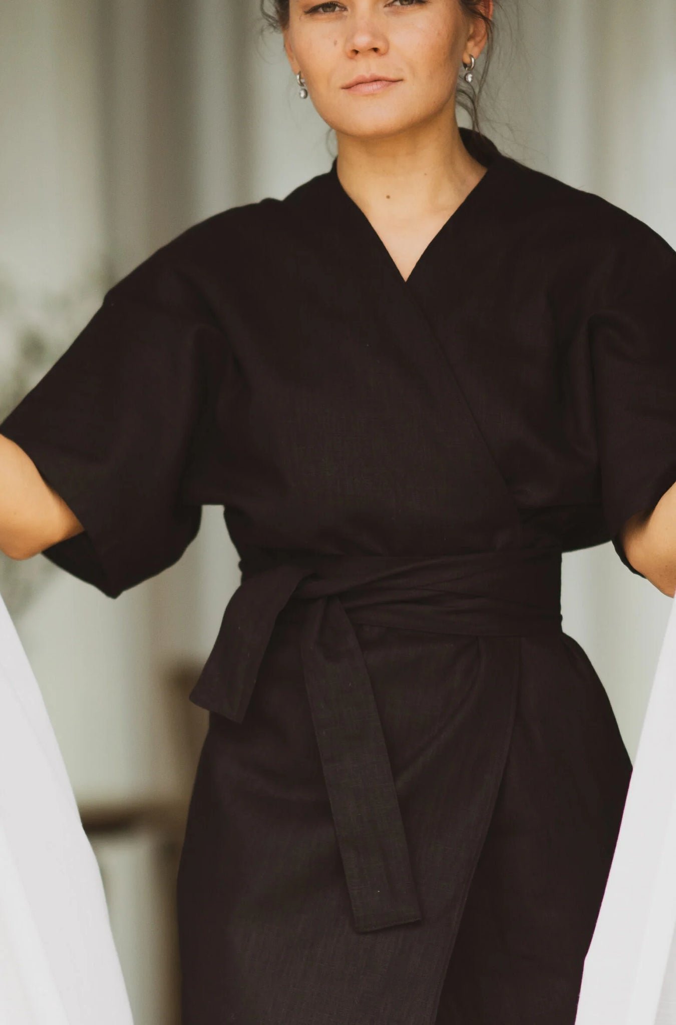 Jade Linen Dress Black