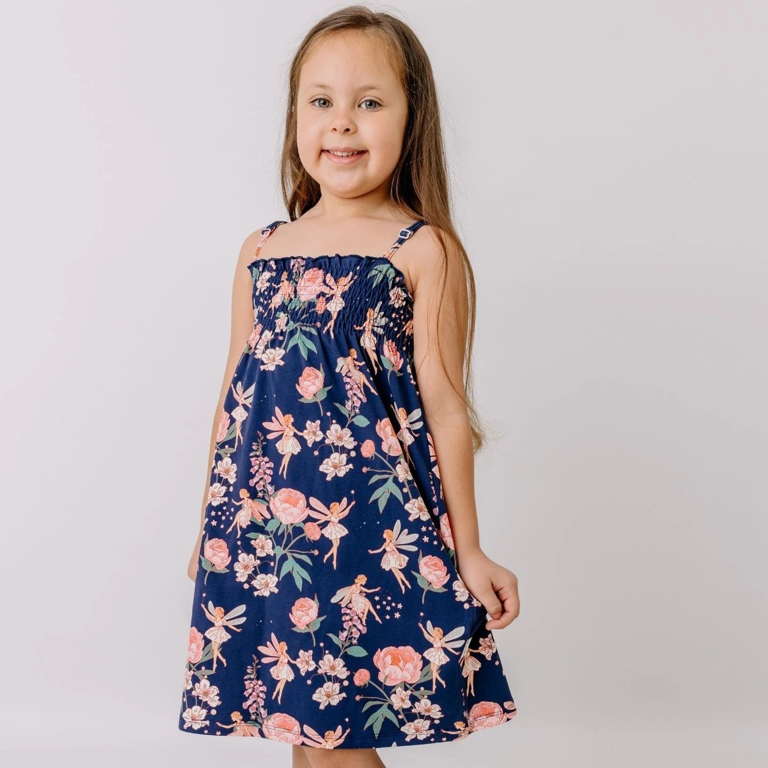 Fairies And Flowers Sleeveless Dress Blue