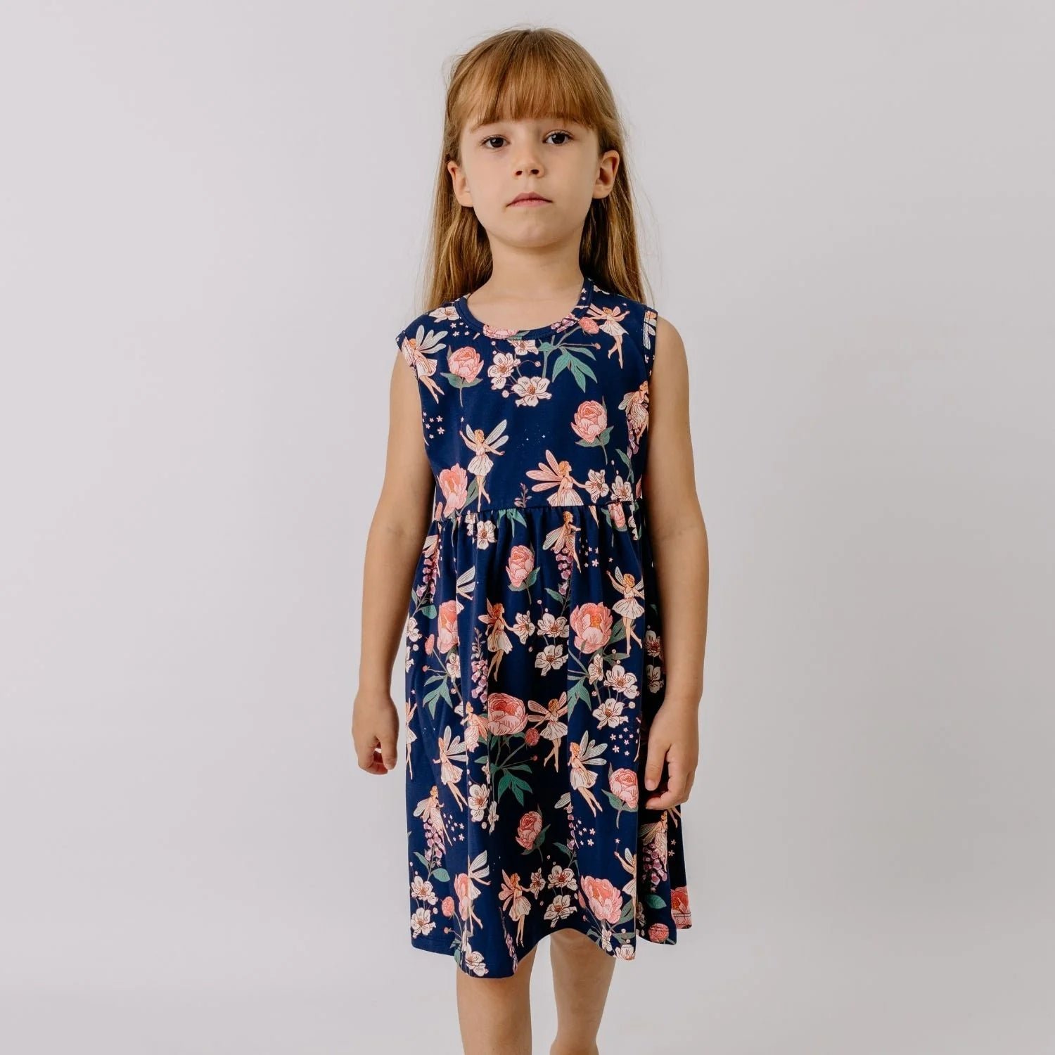 Fairies And Flowers Sleeveless Dress Blue