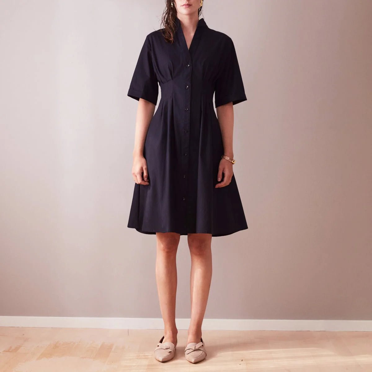 Åsa Shirt Dress Black Knee Length