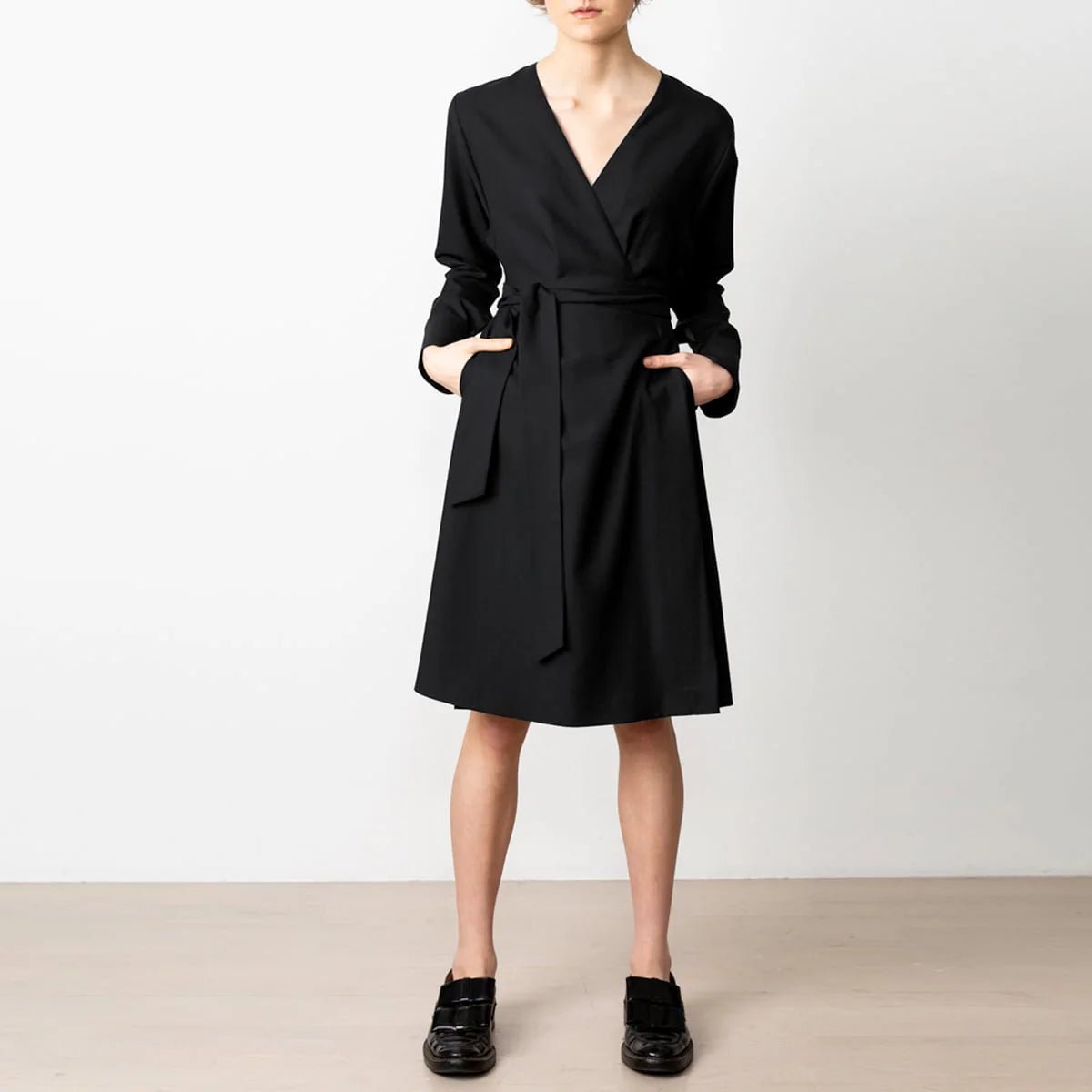 Wrap Dress Black Wool