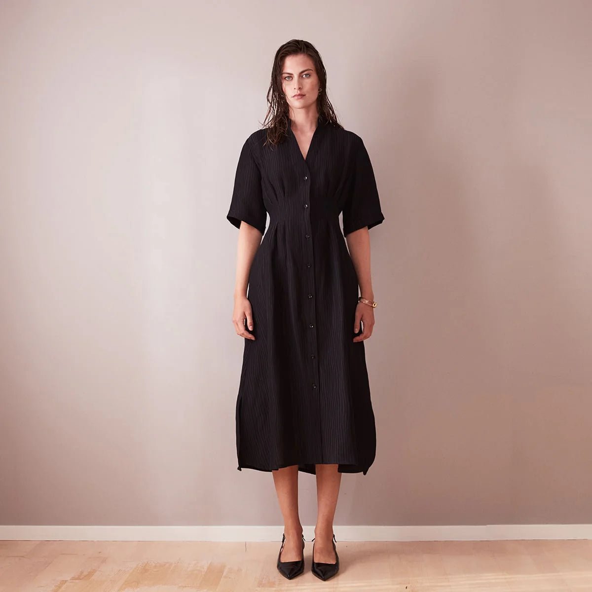 Åsa Long Shirt Dress Black