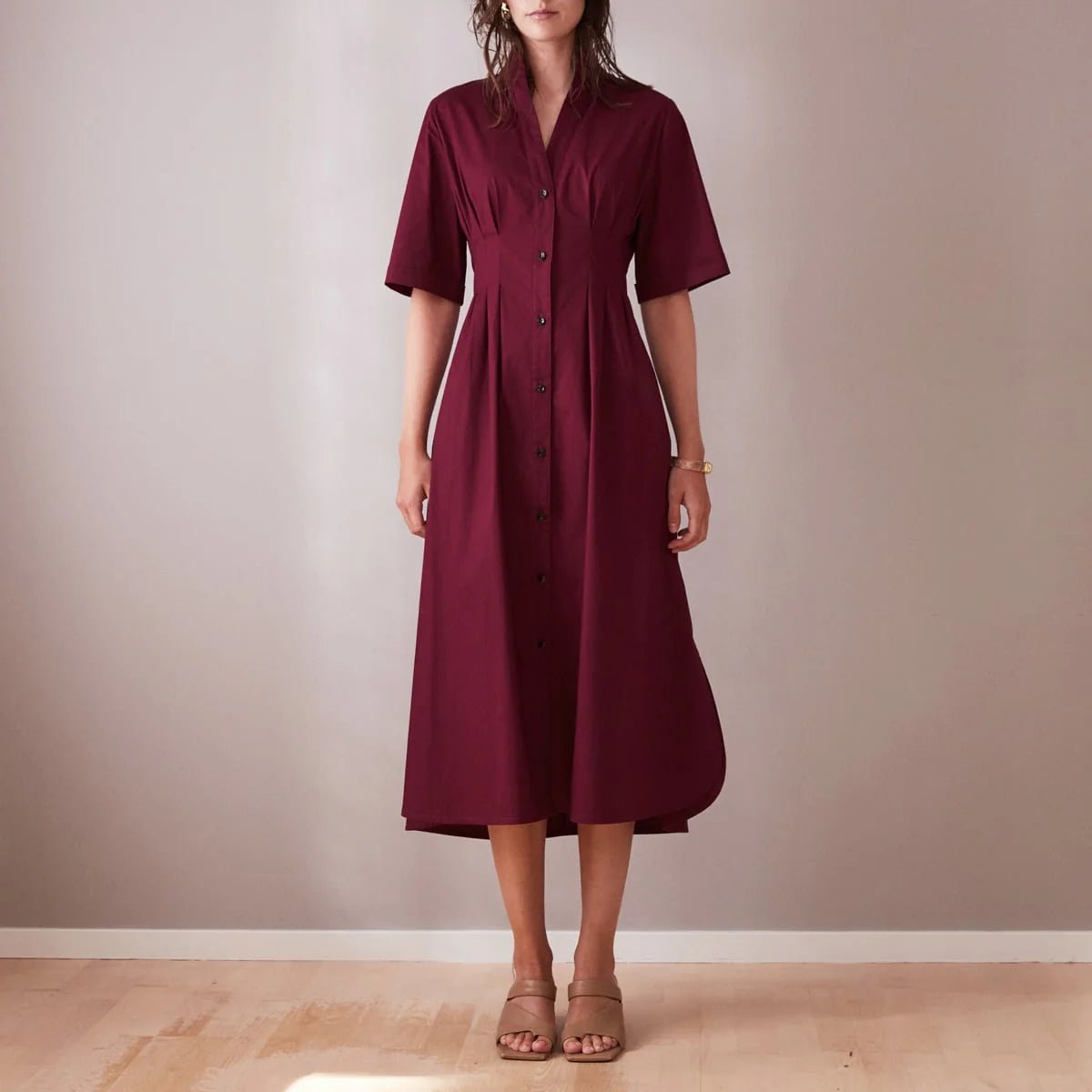 Åsa Shirt Dress Wine Red Midi