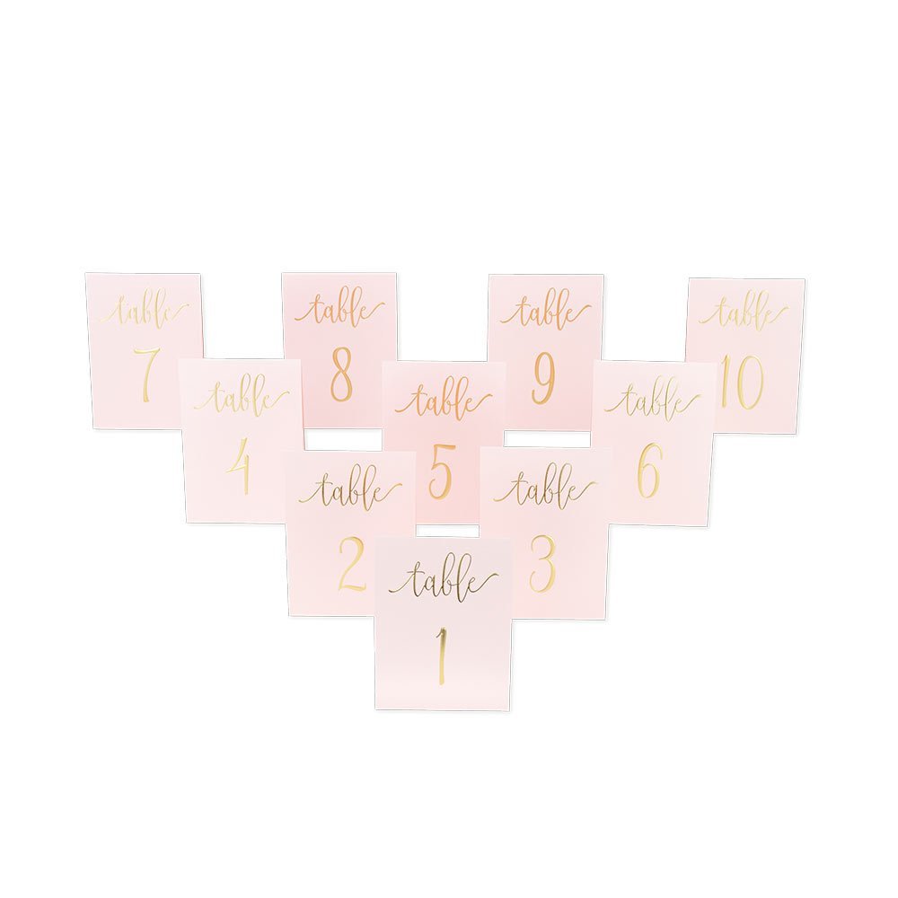 Pöytänumerot Table 1-10, Kulta-Vaaleanpunainen