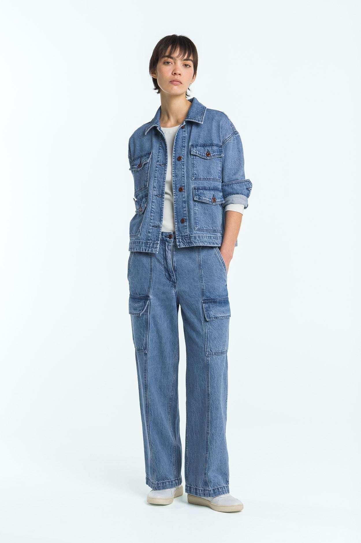 Yata Jeans Jim Mid Marble Blue