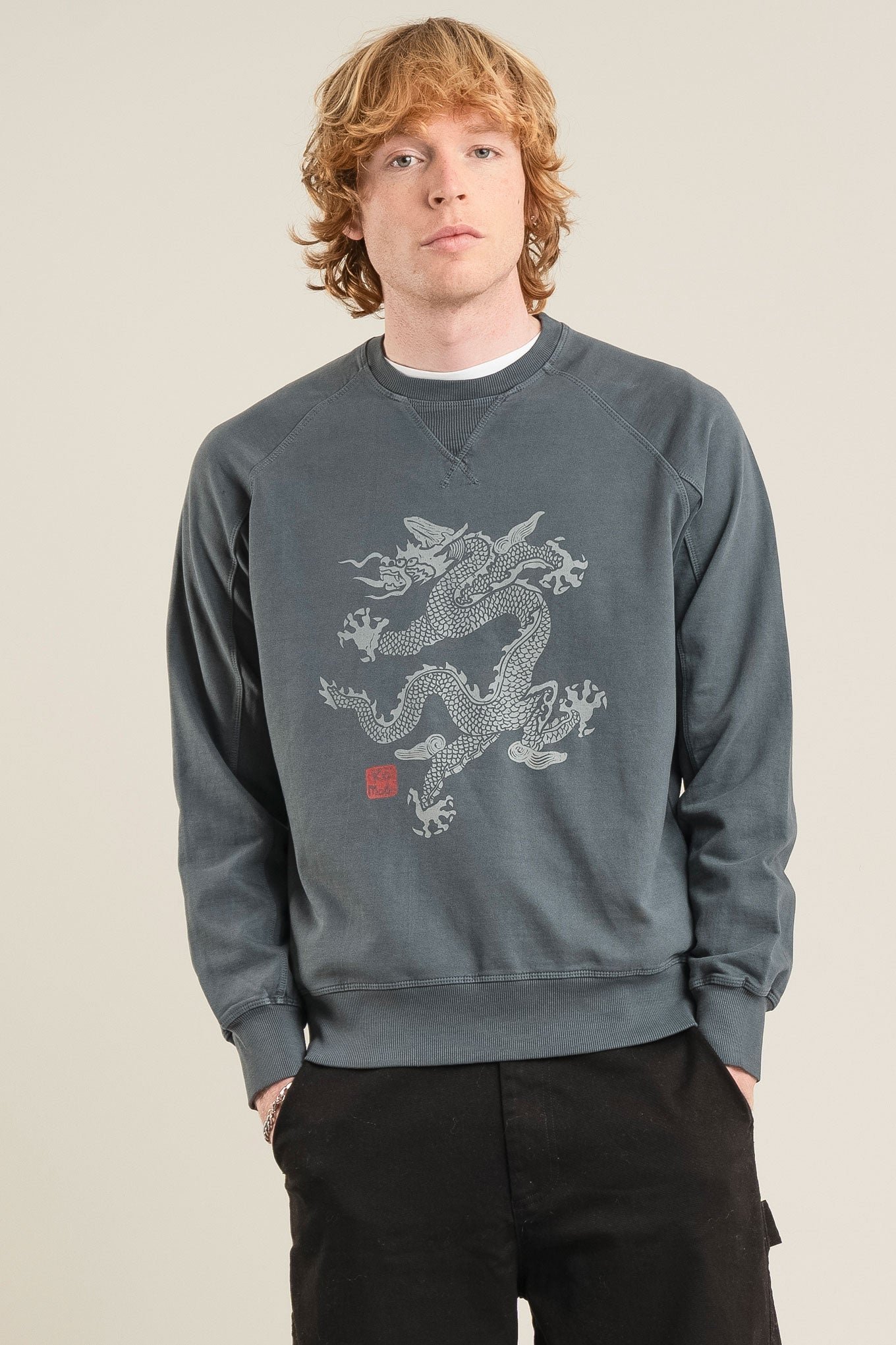 Dragon Organic Cotton Sweatshirt Washed Black