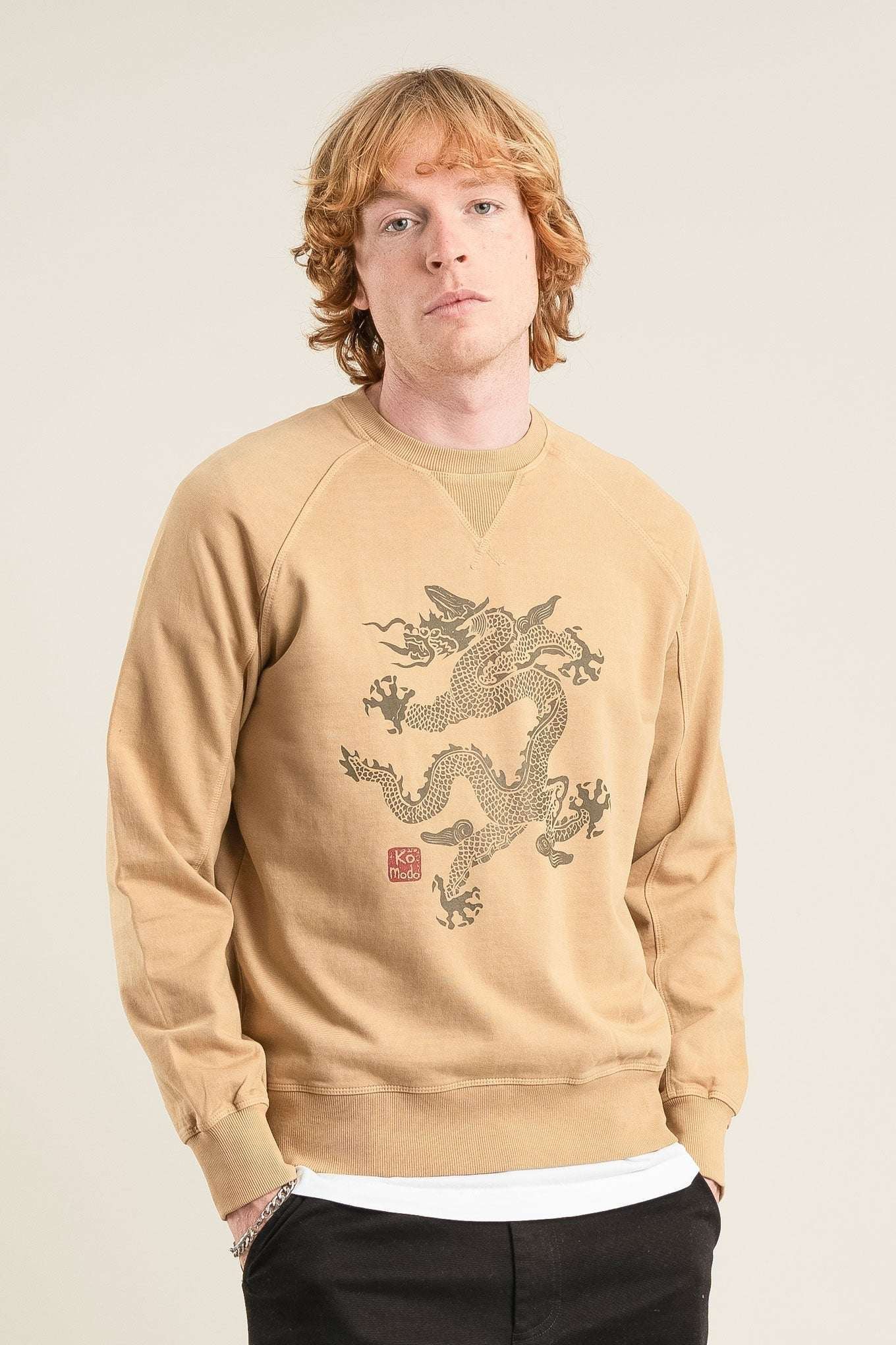 Dragon Organic Cotton Sweatshirt Beige