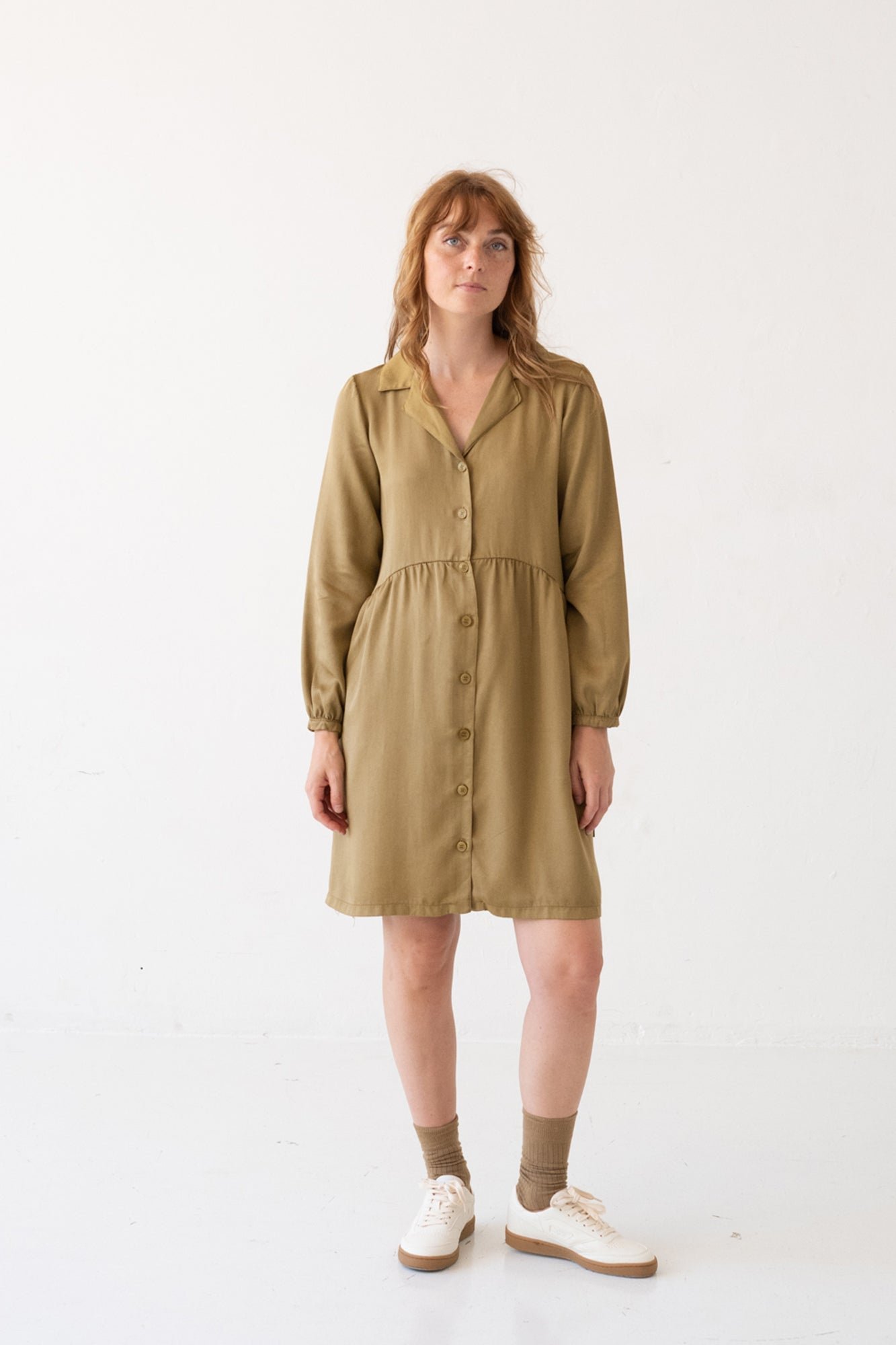Tracy Tencel Shirt Dress Mustard