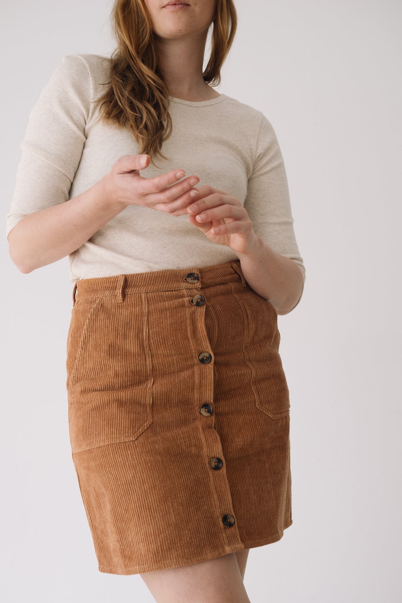 Vintage Corduroy Skirt Terracotta Brown