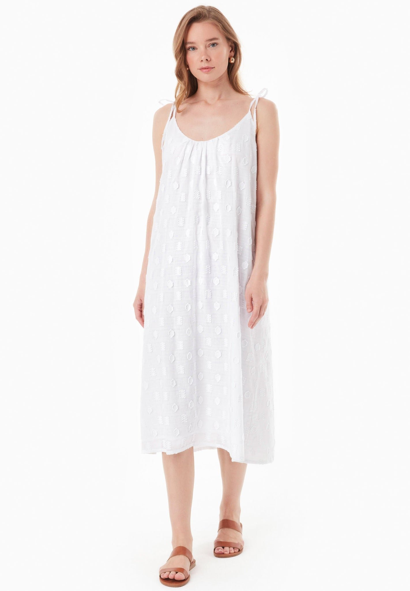 Organic Cotton Jacquard Dress White