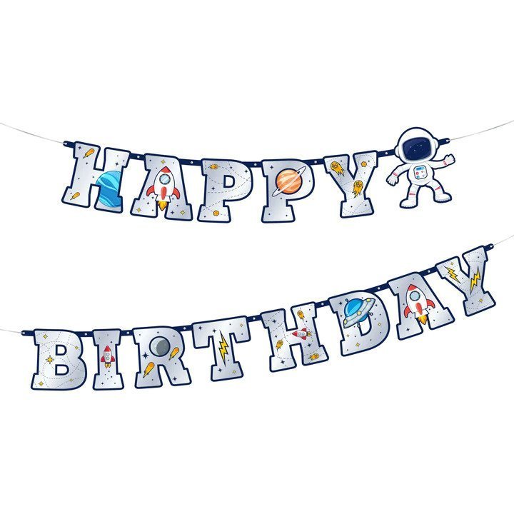 Banneri - Happy Birthday - Avaruus, 2,2m