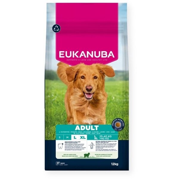 Eukanuba Life Care Large Adult kuivaruoka suurten rotujen koirille lampaanlihalla ja riisillä, 12 kg