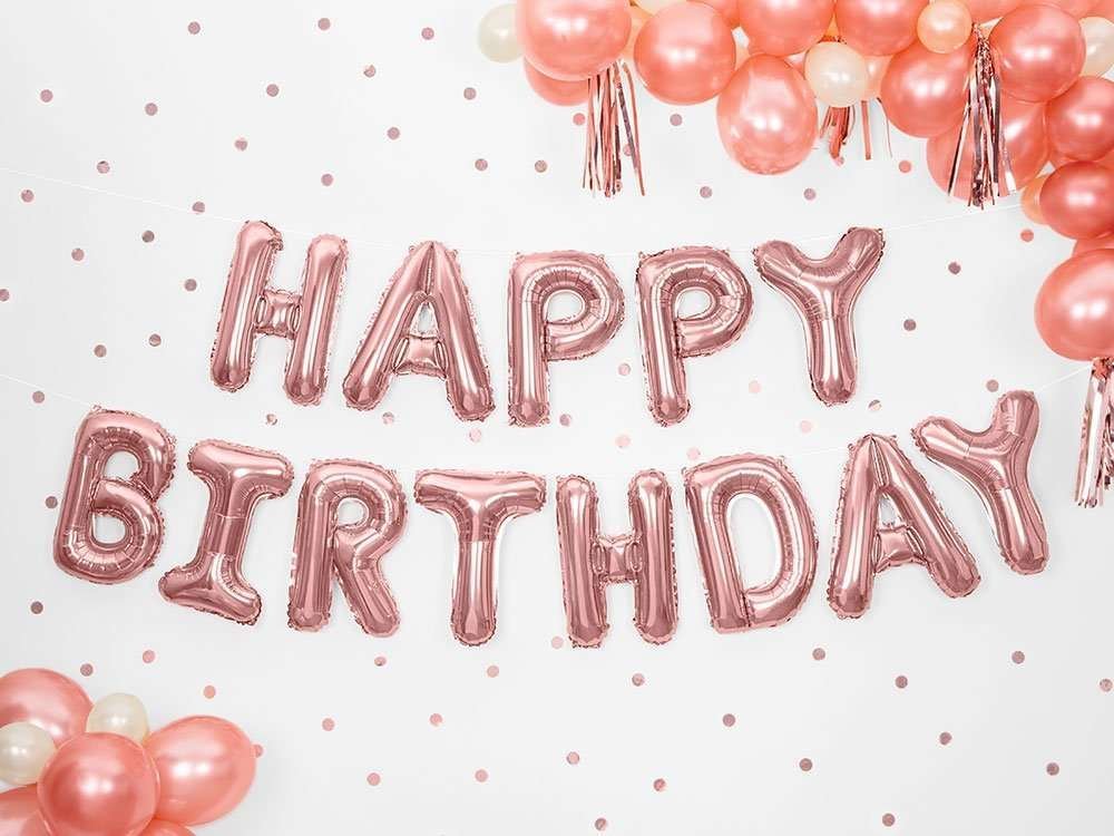 Foliopallot - Happy Birthday - Ruusukulta