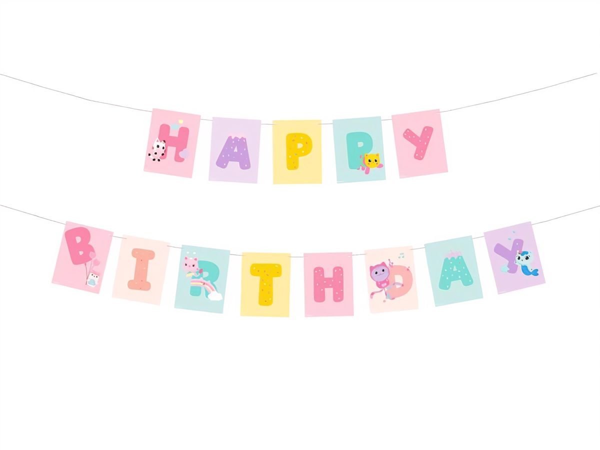 Banneri - Happy Birthday, Gabby's Dollhouse, 180 x 15 cm