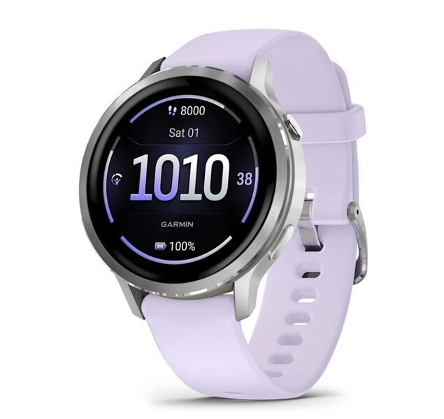 Älykello Garmin Venu® 4 – 41 mm Silver with Periwinkle Silicone Band