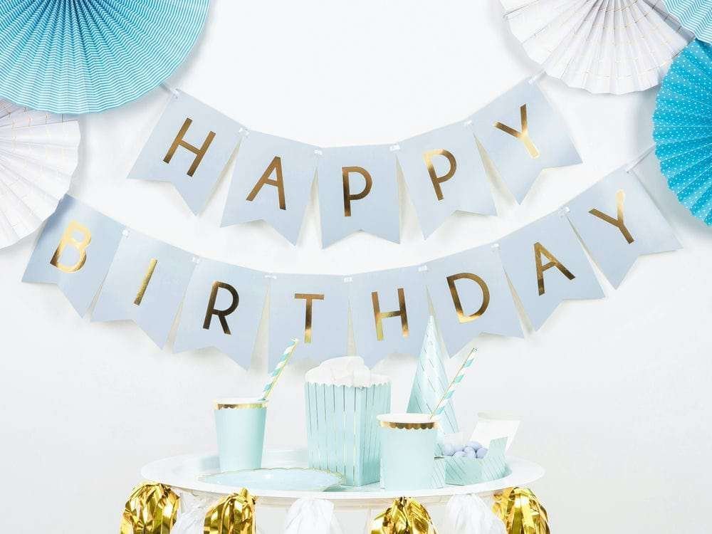Banneri Happy Birthday Vaaleansininen