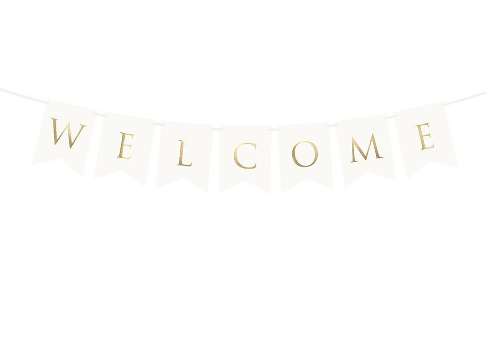 Banneri Welcome Kulta-valkoinen