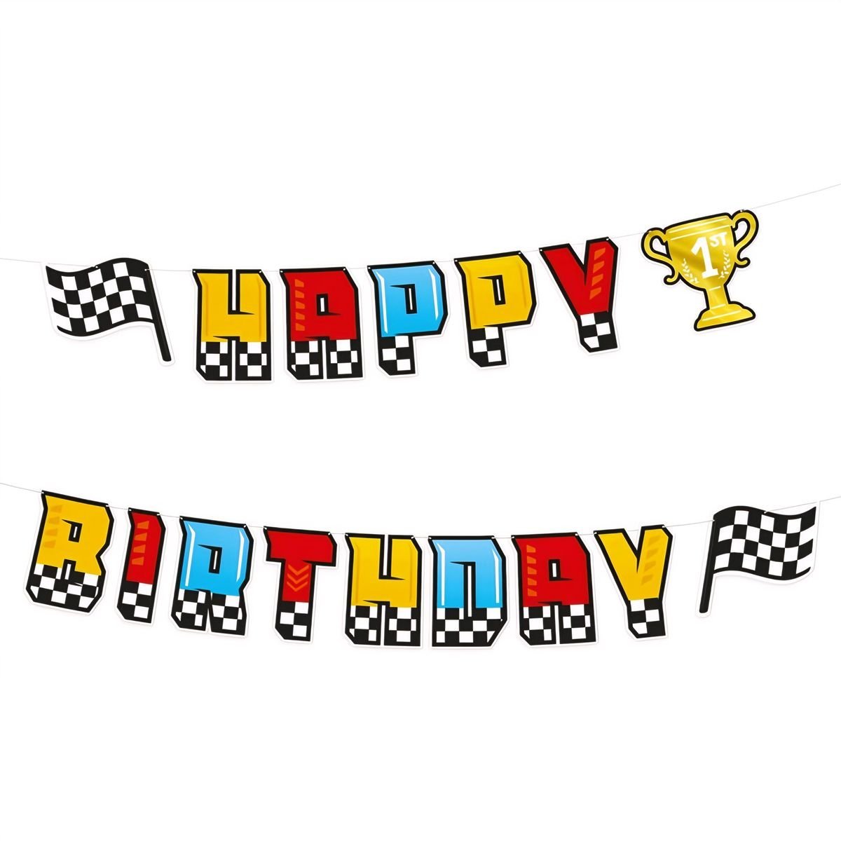 Banneri - Happy Birthday, Race On,220x17 cm