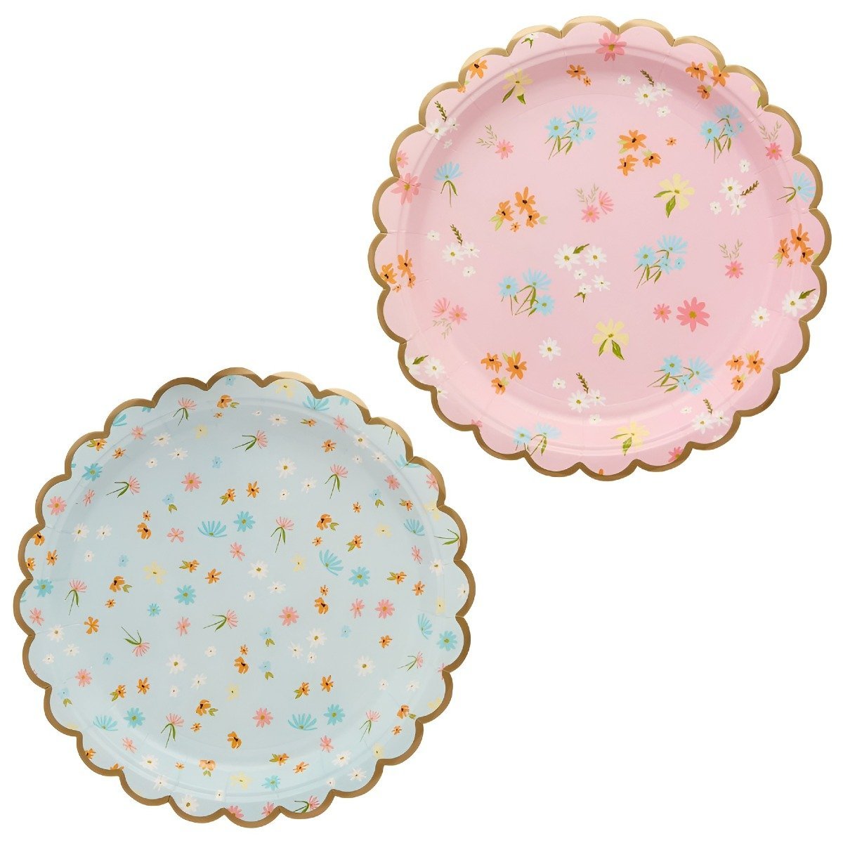Pahvilautaset - Pastelliset kukat, 23 cm, 8 kpl