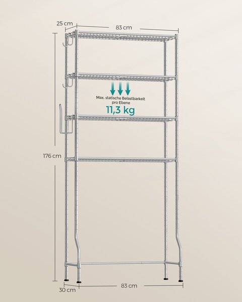 Hylly Songmics, 30x83x176 cm, hopea