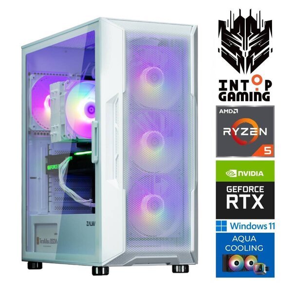 Tietokone INTOP AQUA Ryzen 5 7500X3D 32GB DDR5 1TB SSD M.2 NVME RTX5060Ti 16GB Win11 i3 NEO Valkoinen