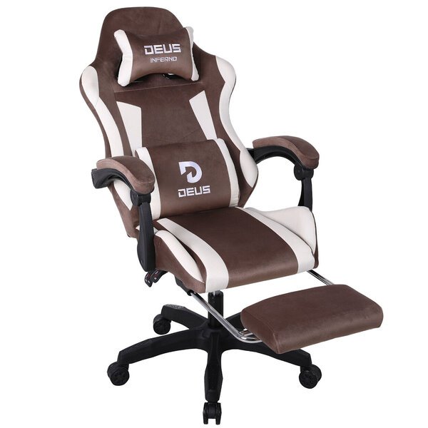 Kankainen pelituoli DEUS INFERNO Brown, jalkatuella ja säädettävällä selkänojalla