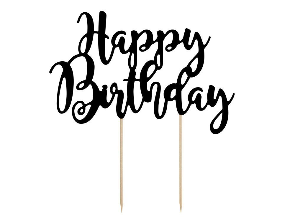 Kakkukoriste Happy Birthday - Musta