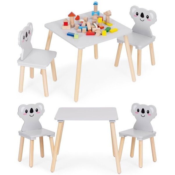 Lasten huonekalusetti Pöytä + 2 Tuolia Koala
