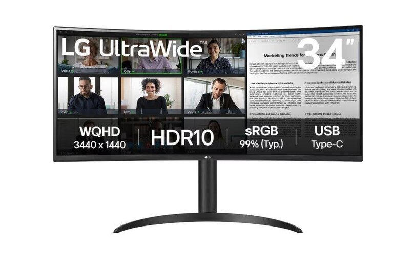 Näyttö LG UltraWide | 34WR55QK-B | 34 in | VA | WQHD 3440 x 1440 at 100 Hz | 300 cd/m²